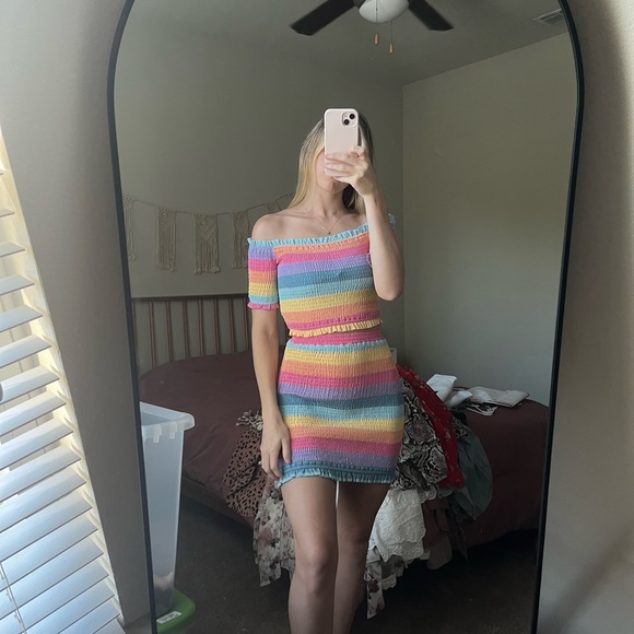 SOLD ON CROSSPOST NWT smocked rainbow top and skirt set - Picture 2 of 11